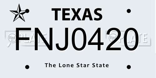 FNJ0420 Texas License Plate
