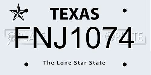 FNJ1074 Texas License Plate