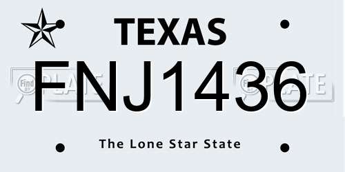 FNJ1436 Texas License Plate