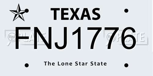FNJ1776 Texas License Plate
