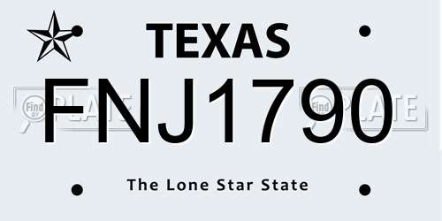 FNJ1790 Texas License Plate