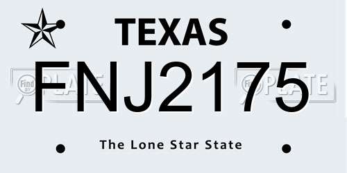 FNJ2175 Texas License Plate