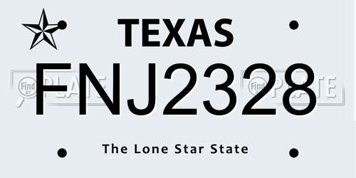 FNJ2328 Texas License Plate
