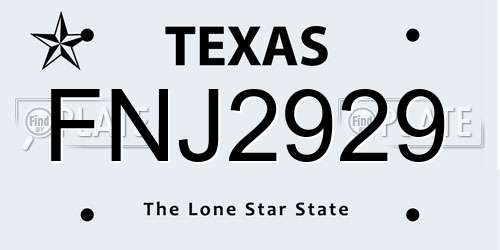 FNJ2929 Texas License Plate