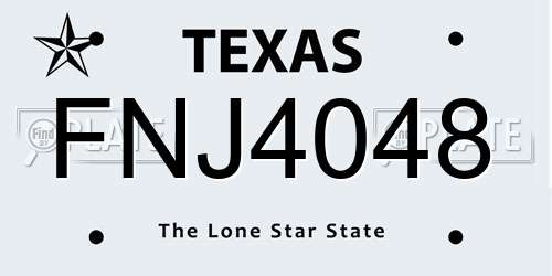 FNJ4048 Texas License Plate