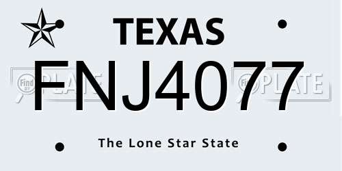 FNJ4077 Texas License Plate