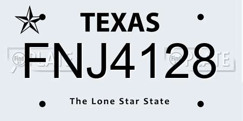 FNJ4128 Texas License Plate