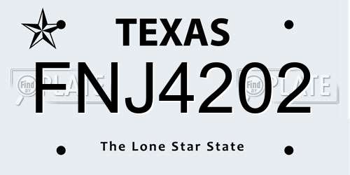 FNJ4202 Texas License Plate