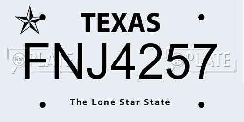 FNJ4257 Texas License Plate