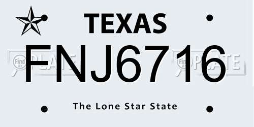 FNJ6716 Texas License Plate