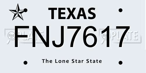 FNJ7617 Texas License Plate