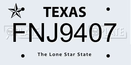FNJ9407 Texas License Plate