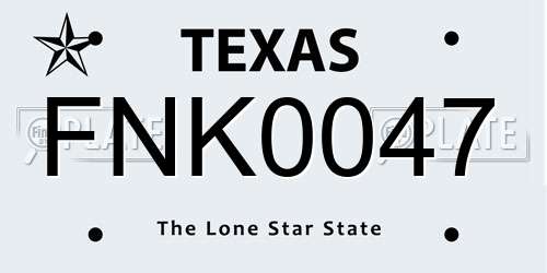 FNK0047 Texas License Plate