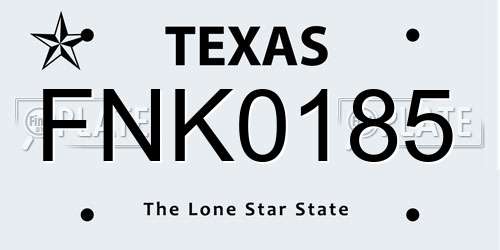 FNK0185 Texas License Plate
