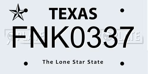 FNK0337 Texas License Plate