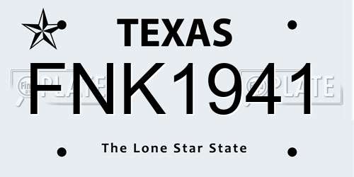 FNK1941 Texas License Plate