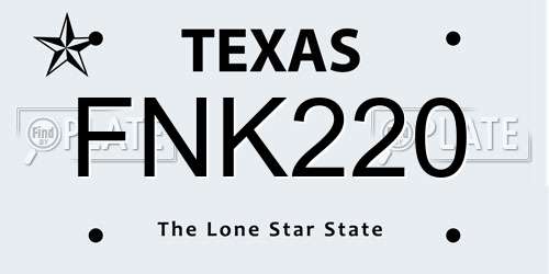 FNK220 Texas License Plate