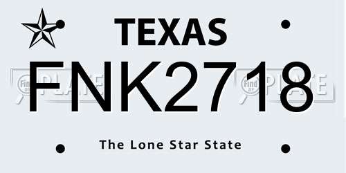 FNK2718 Texas License Plate