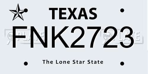 FNK2723 Texas License Plate