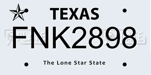FNK2898 Texas License Plate