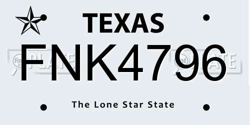 FNK4796 Texas License Plate