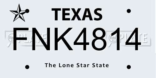FNK4814 Texas License Plate