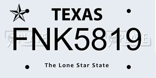 FNK5819 Texas License Plate