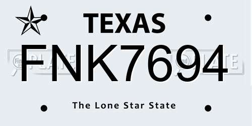 FNK7694 Texas License Plate