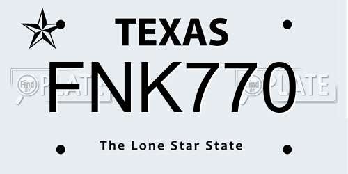 FNK770 Texas License Plate