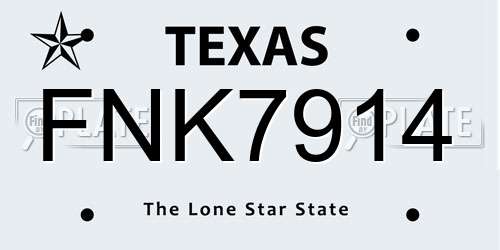 FNK7914 Texas License Plate