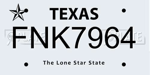 FNK7964 Texas License Plate