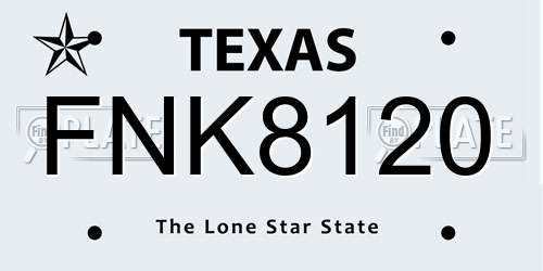 FNK8120 Texas License Plate