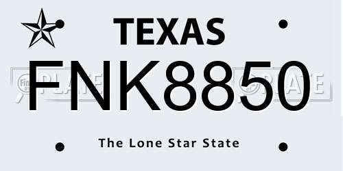 FNK8850 Texas License Plate