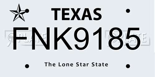 FNK9185 Texas License Plate