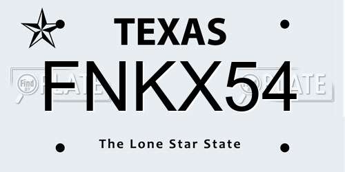 FNKX54 Texas License Plate