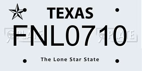 FNL0710 Texas License Plate