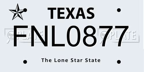 FNL0877 Texas License Plate