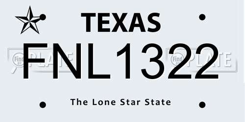 FNL1322 Texas License Plate