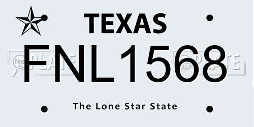 FNL1568 Texas License Plate