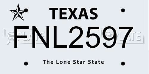 FNL2597 Texas License Plate