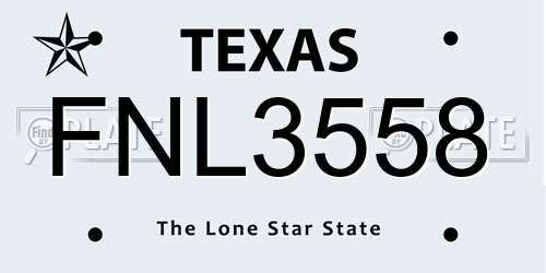 FNL3558 Texas License Plate
