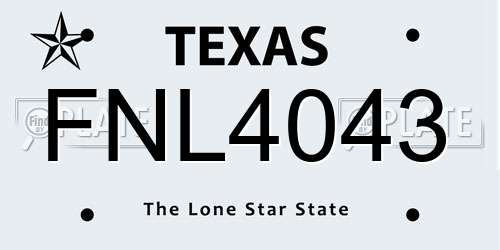 FNL4043 Texas License Plate