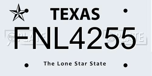 FNL4255 Texas License Plate