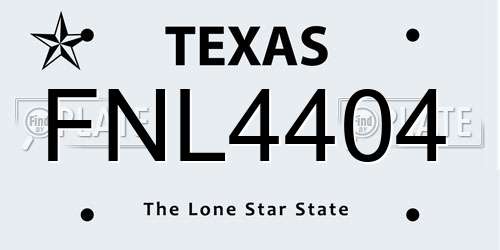 FNL4404 Texas License Plate