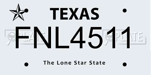 FNL4511 Texas License Plate