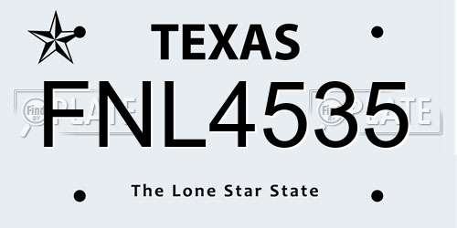 FNL4535 Texas License Plate