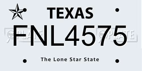 FNL4575 Texas License Plate