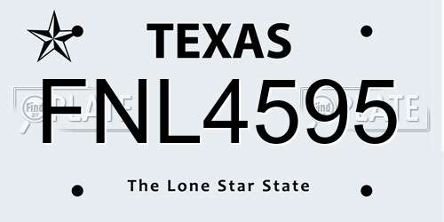 FNL4595 Texas License Plate