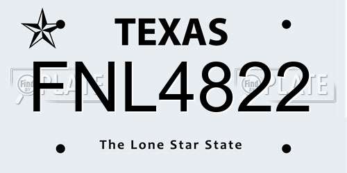 FNL4822 Texas License Plate