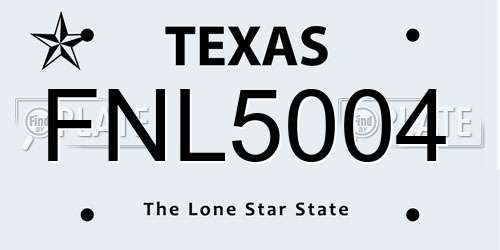 FNL5004 Texas License Plate